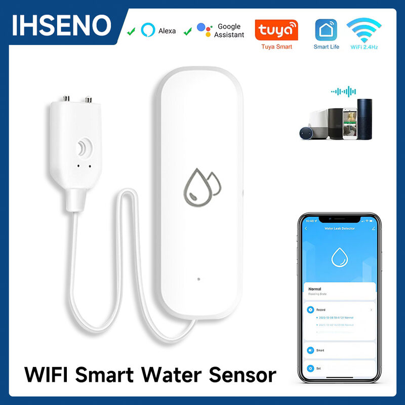 Smart WiFi/ZigBee Water Leak Sensor, Tuya App Remote Control, Real-time Alarm, Water Level & Leakage Detector for Home, Kitchen, Bathroom, Works with Alexa/Google