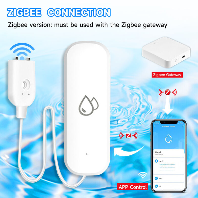 Smart WiFi/ZigBee Water Leak Sensor, Tuya App Remote Control, Real-time Alarm, Water Level & Leakage Detector for Home, Kitchen, Bathroom, Works with Alexa/Google